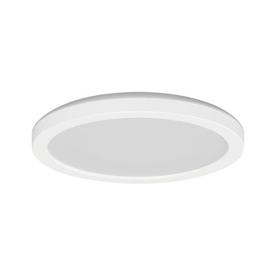 Round white LED ceiling panel made of plastic for energy-efficient room lighting