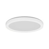 Round white LED ceiling panel made of plastic for energy-efficient room lighting