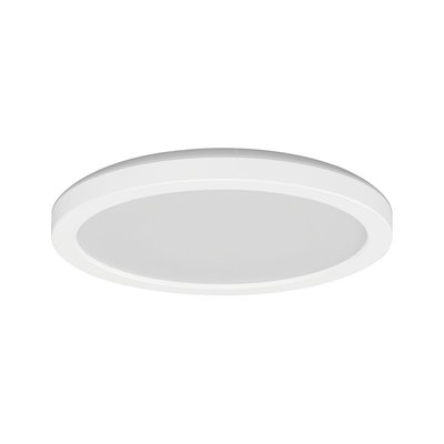 Round white LED ceiling panel made of plastic for energy-efficient room lighting