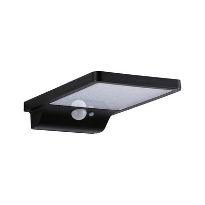 Black LED outdoor wall light with motion sensor and rectangular design for energy-efficient lighting