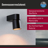 Schwarze Außenwandleuchte mit seewasserresistenter Oberfläche aus hochwertigem Material für Küstenbereiche