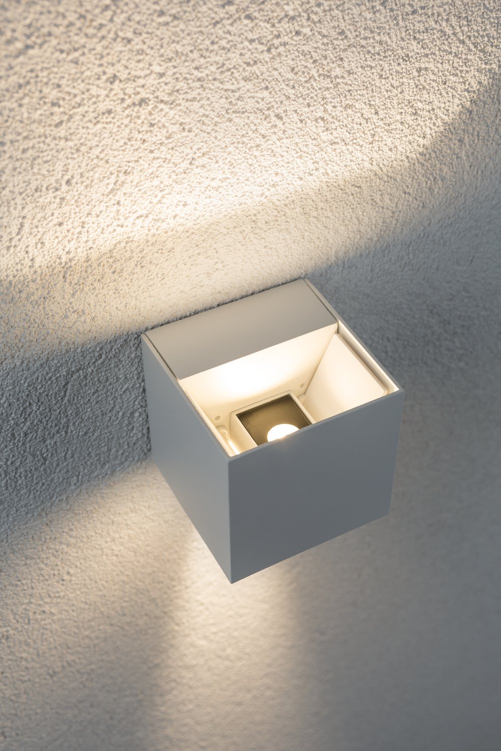 House LED Exterior wall luminaire Cybo IP65 square 80x80mm 2700K 2x3W 355lm / 355lm 230V White Aluminium