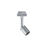 Spot LED moderne en métal argenté avec tête réglable pour un éclairage ciblé intérieur