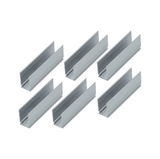 Sechs silberne Aluminium-Profile in U-Form für LED-Schienenbeleuchtung, robustes Montagematerial