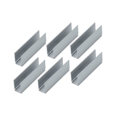 Six profils en aluminium argentés en forme de U pour éclairage LED sur rail, accessoires de montage robustes