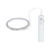 Weißer LED-Streifen mit Bewegungsmelder und Schalter für flexible Lichtsteuerung im Innenbereich