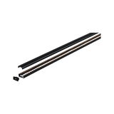 Black LED aluminum profile with warm white light strip and cover for modern indoor lighting solutions