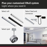 Guide to customising URail aluminium rail system with connectors and silver spotlight for home lighting