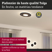 Plafonnier Tulga en feutre noir avec éclairage indirect et rétroéclairage pour salon moderne