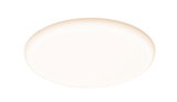 Rund LED-loftlampe med varmt hvidt lys og hvid plastikramme til opholdsrum.