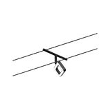 Zwarte LED-kabelophanging met vierkant lichtelement en modern design voor flexibele verlichting