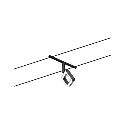 Zwarte LED-kabelophanging met vierkant lichtelement en modern design voor flexibele verlichting