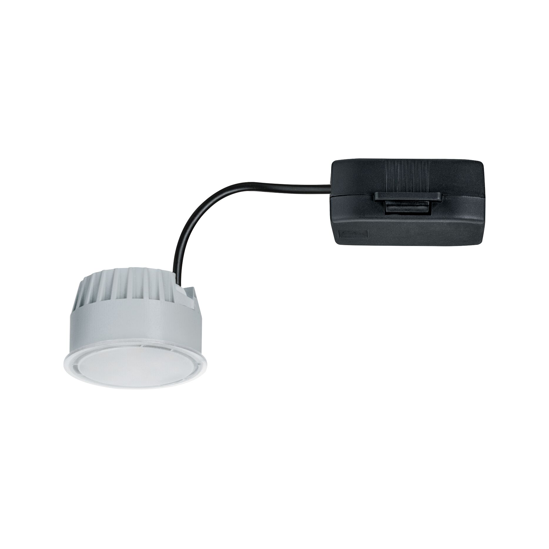 Compacte witte LED-inbouwspot met zwarte kabel voor moderne verlichtingsoplossingen