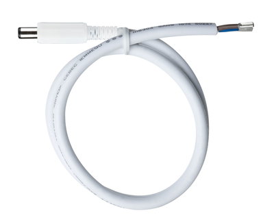 White power cable with plug and open end for LED lighting and electronic connection