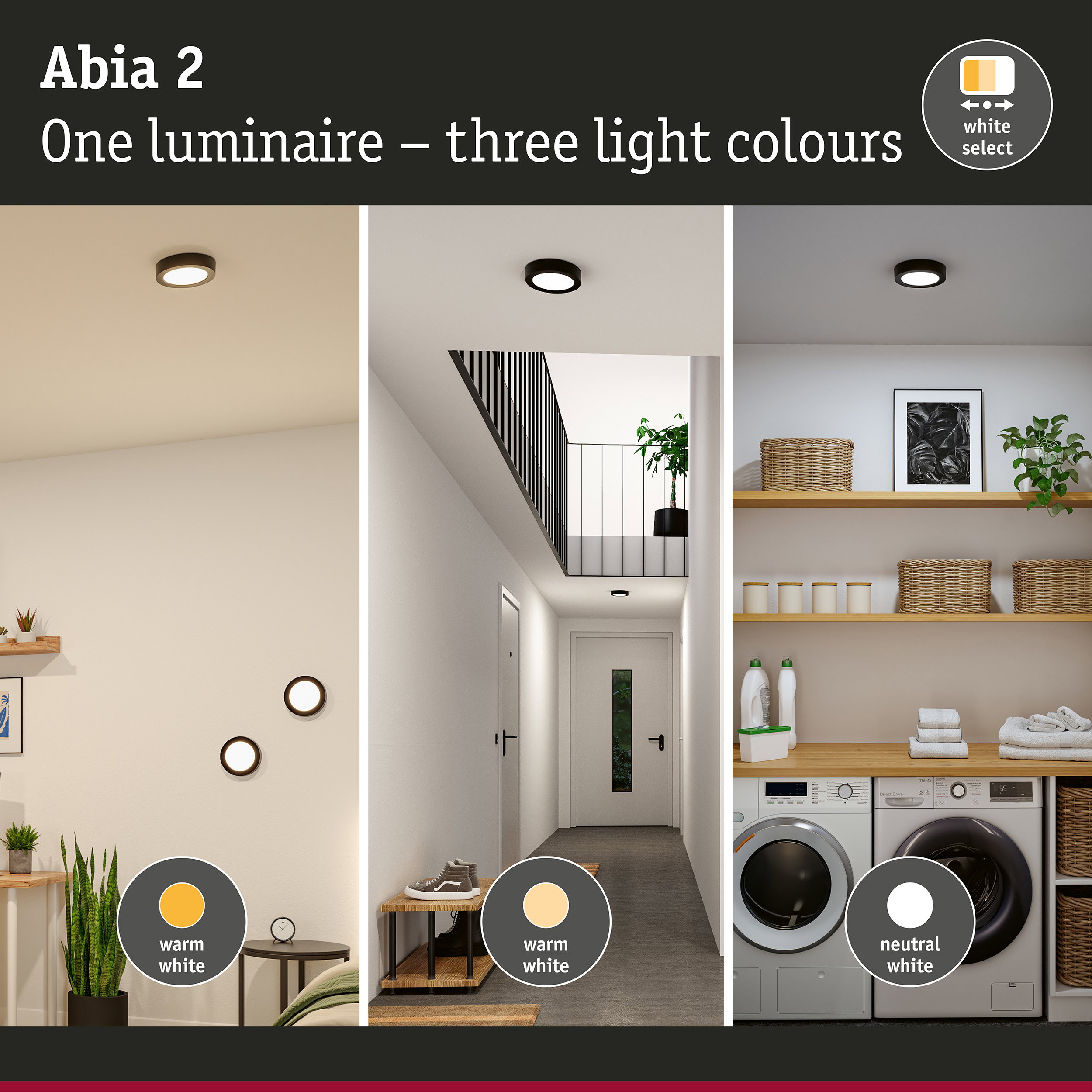 LED Panel Abia 2 White Select Twilight-controlled motion detector (HF) round 170mm 9,5W 1100lm White Select Black