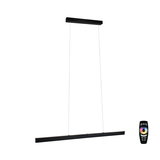Black metal LED pendant light with remote control for dimmable color lighting and modern design
