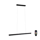 Modern black aluminum LED pendant light with remote control for adjustable brightness
