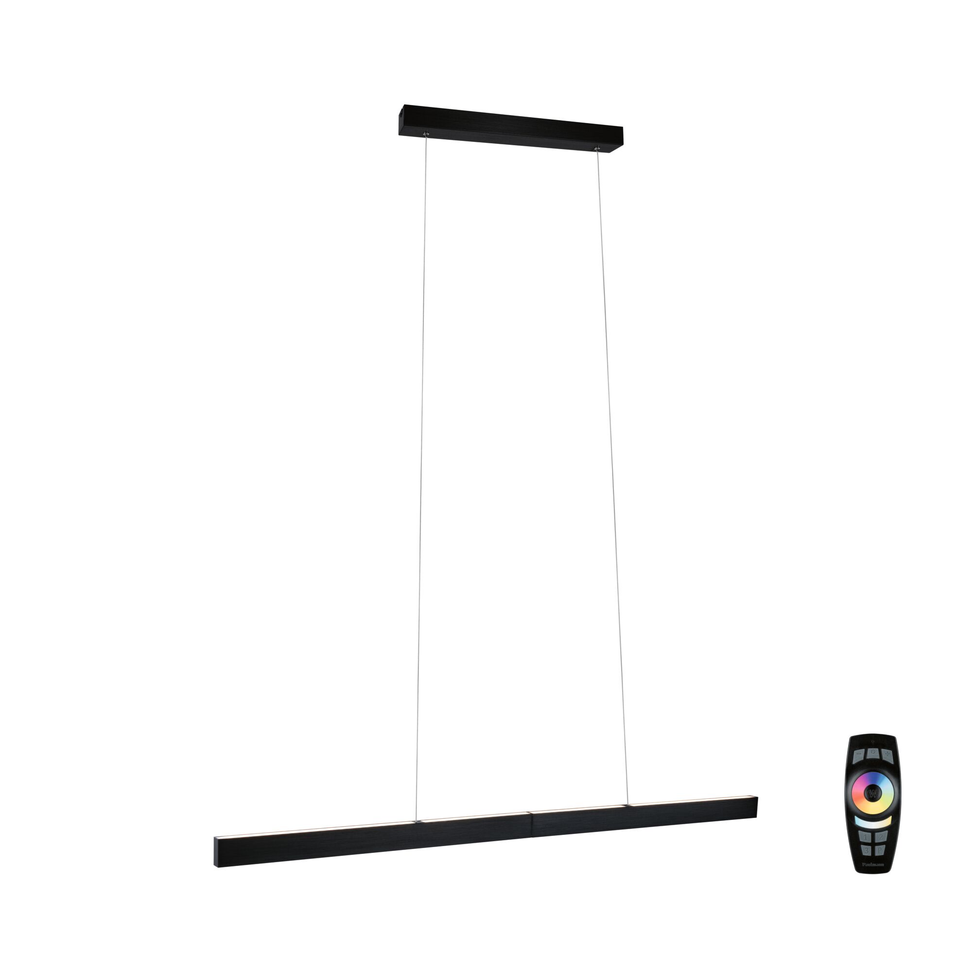 Suspension LED noire en aluminium moderne avec télécommande pour luminosité réglable