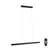 Suspension LED noire en aluminium moderne avec télécommande pour luminosité réglable