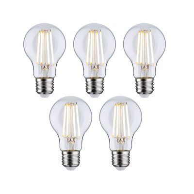 Fem klare LED-pærer med filament og E27-fatning til energieffektiv belysning