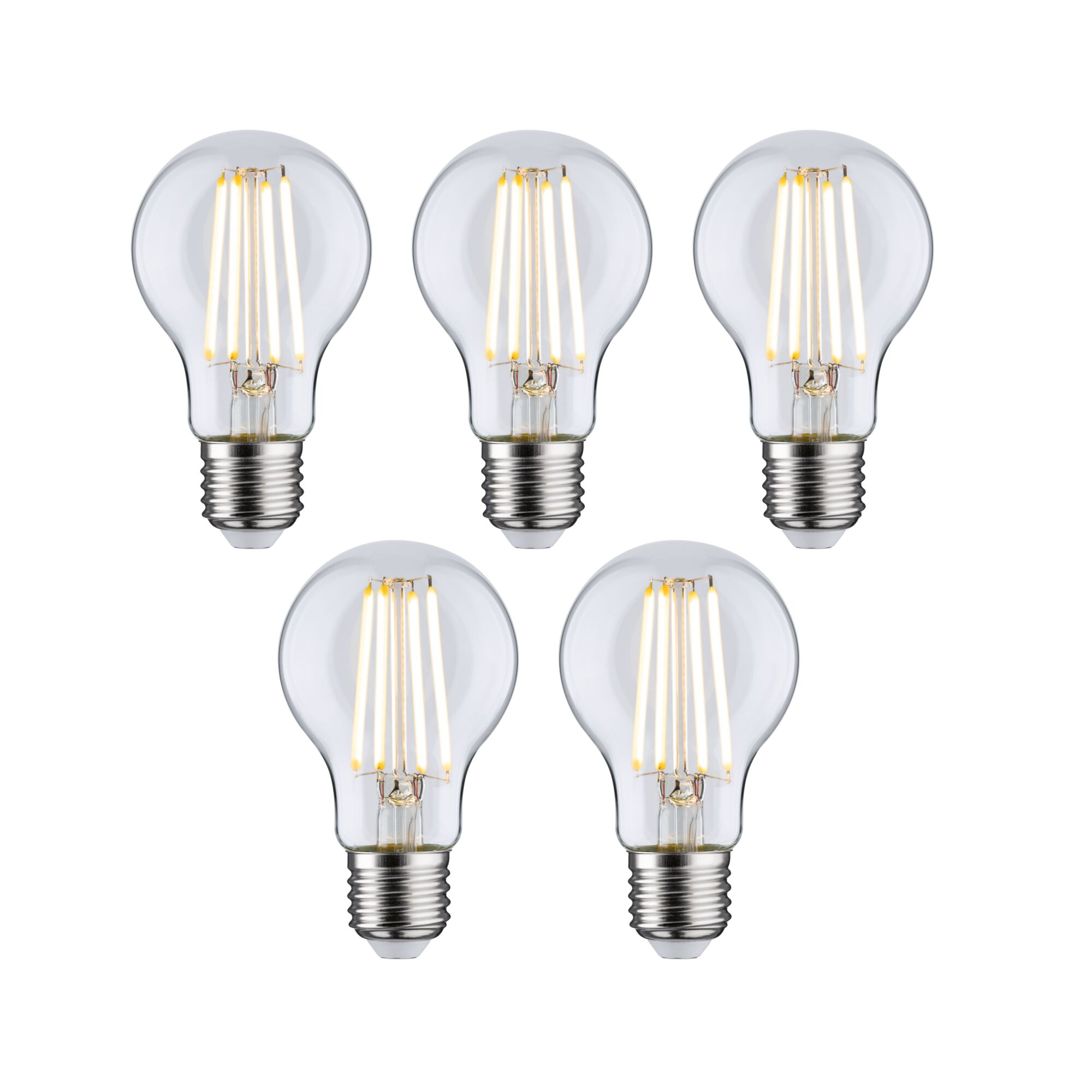 Efficient-Line Kit Ampoule LED 5x525lm 5x2,5W 3000K Clair Cinq ampoules LED transparentes à filament avec culot E27 pour un éclairage économique