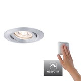 Runder Einbaustrahler aus gebürstetem Aluminium mit dimmbarer LED und EasyDim-Schalter