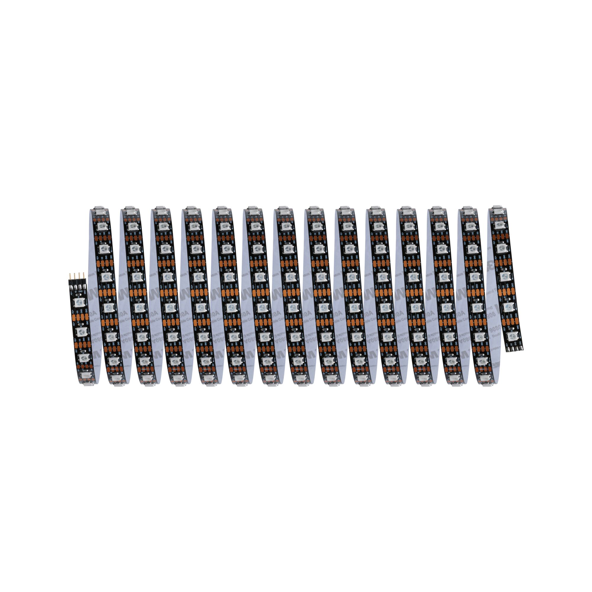 Bande LED noire avec LEDs blanches et contacts cuivre, bande lumineuse flexible pour intérieur