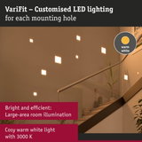 VariFit customised LED wall lights in warm white for large-area room illumination and flexible mounting