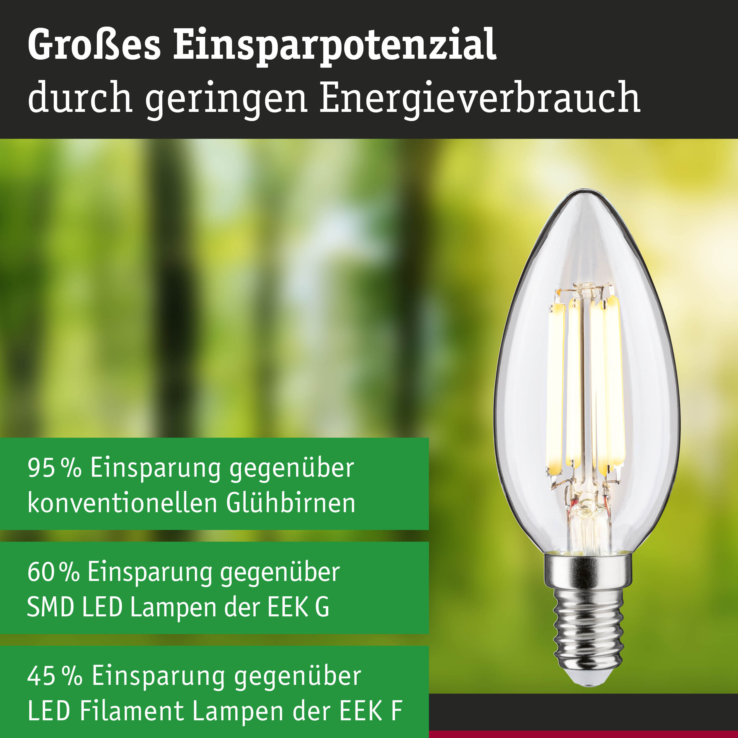 Efficient-Line Filament 230V LED Kerze E14 525lm 2,5W 3000K Klar