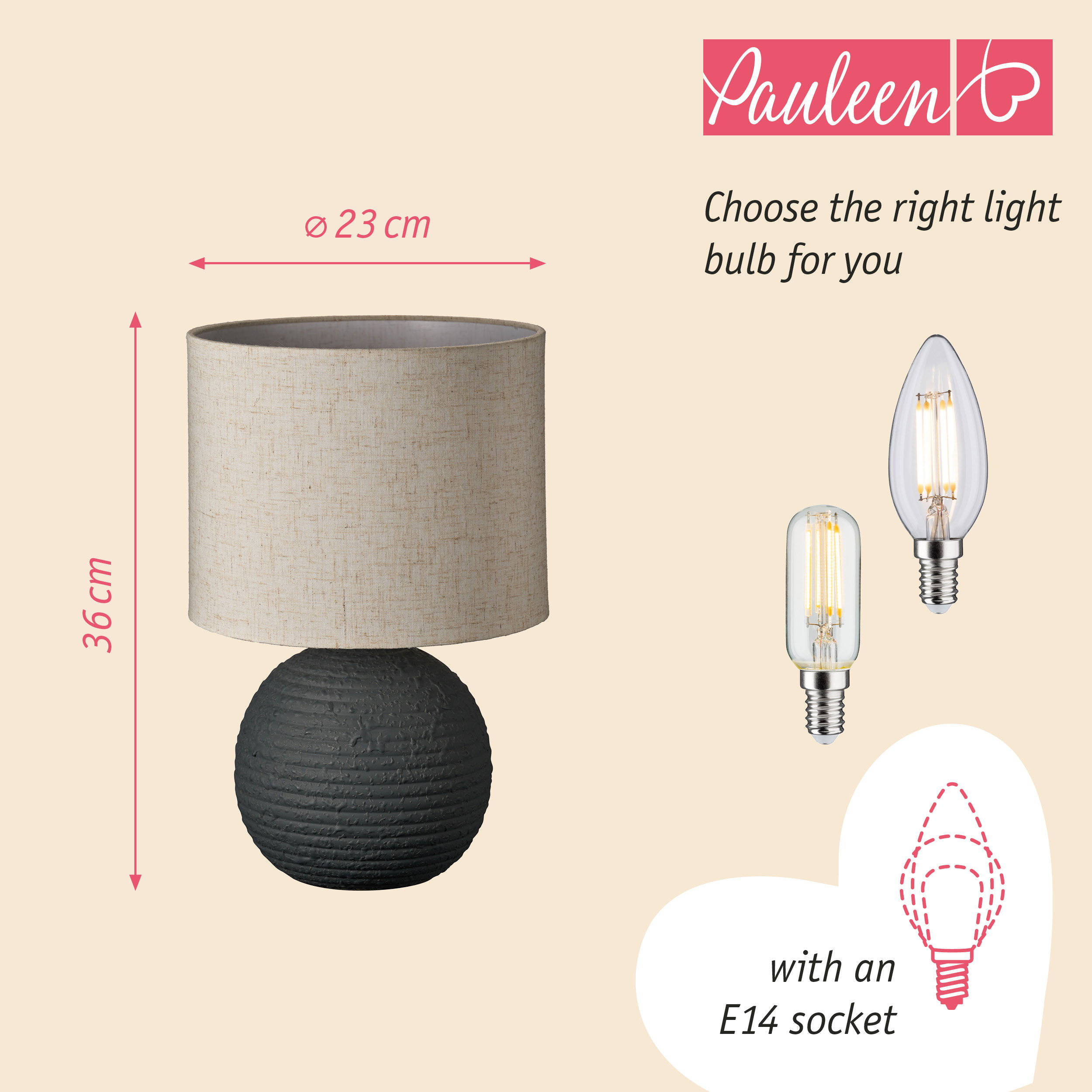 Paulmann Pauleen Table lamp Pure Beauty E14 max. 20W Anthracite/White