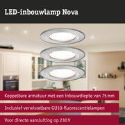 LED-inbouwlamp Nova van geborsteld zilver aluminium voor energiezuinige verlichting thuis
