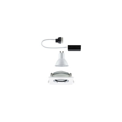 White recessed spotlight with GU10 socket and cable, LED downlight for ceiling lighting