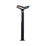 Black metal outdoor LED light with motion sensor and multicolor LEDs for garden lighting