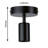 Black metal ceiling light with cylindrical design, 100 mm diameter, 125 mm height for modern lighting