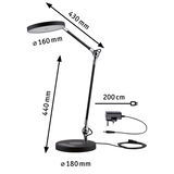 Black LED desk lamp with adjustable arm and 200 cm cable for office lighting