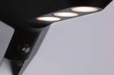 Zwarte LED-buitenlamp met drie warmwitte lampen en bewegingssensor voor tuinverlichting