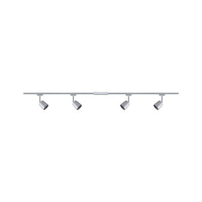 Moderner vierflammiger LED-Schienenstrahler in Aluminiumfarben für flexible Raumbeleuchtung