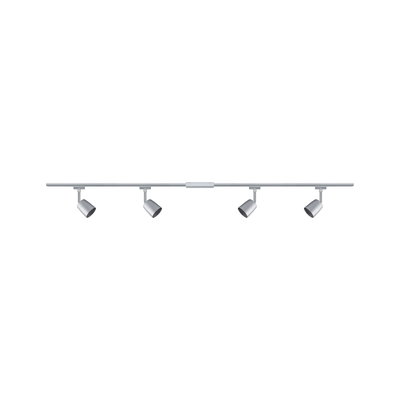 Moderner vierflammiger LED-Schienenstrahler in Aluminiumfarben für flexible Raumbeleuchtung