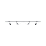 Moderner vierflammiger LED-Schienenstrahler in Aluminiumfarben für flexible Raumbeleuchtung