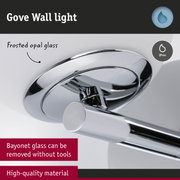 Gove wall light with frosted opal glass and removable bayonet glass made of high-quality material