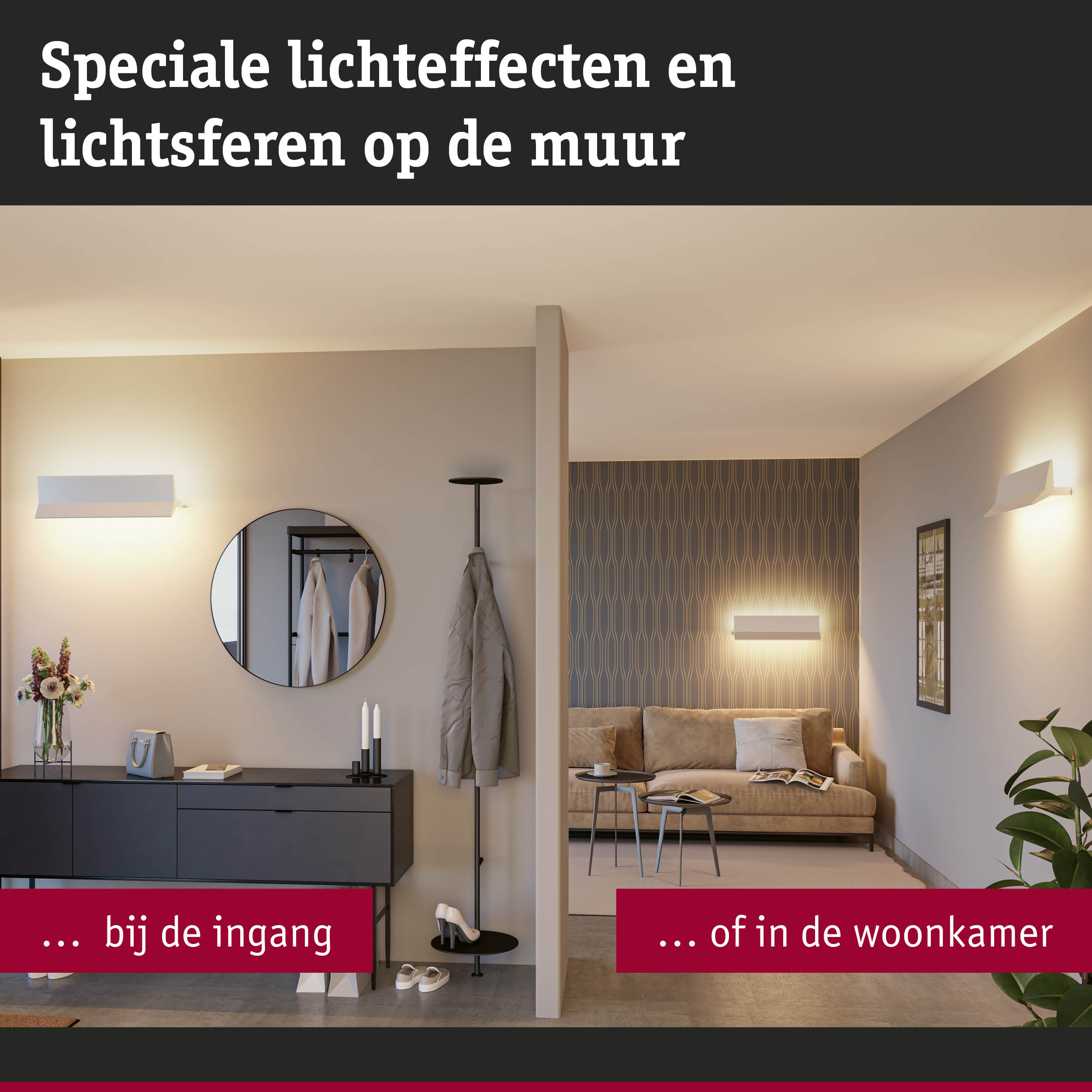 Moderne witte wandlampen in woonkamer en hal met warm licht en stijlvol design voor huisverlichting