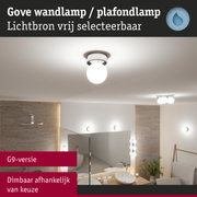 Gove plafondlamp met wit glas en metalen fitting, dimbaar, geschikt voor badkamerverlichting