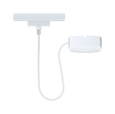 White LED track lighting system with cable and connector box for versatile lighting setups