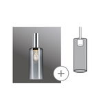 Modern pendant light with clear glass cylinder and chrome metal for stylish indoor lighting