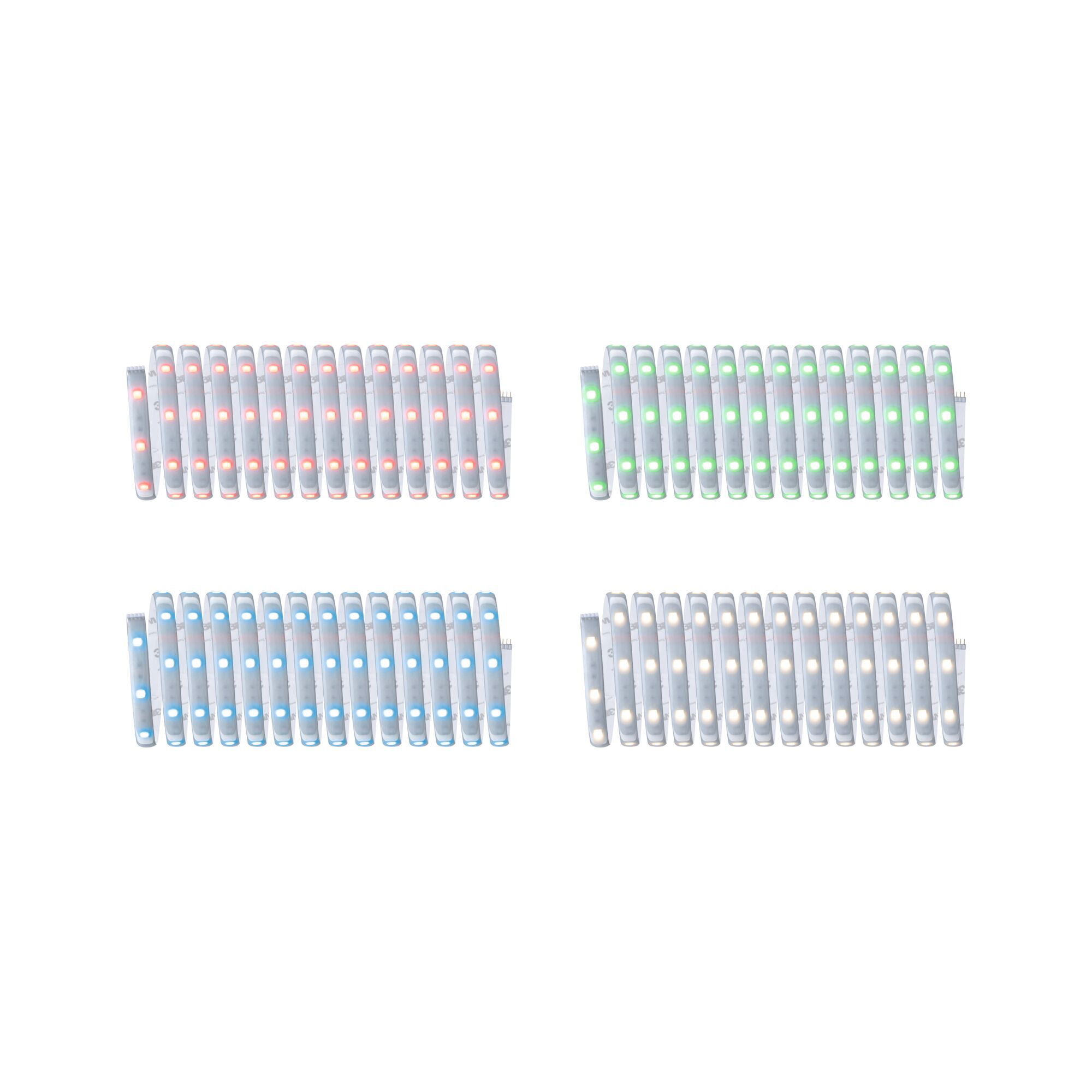 Four LED light strips with red, green, blue, and white LEDs for versatile lighting options