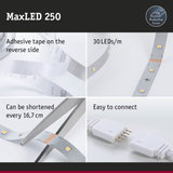 MaxLED 250 LED strip with adhesive tape on reverse, 30 LEDs per meter, easy to connect and cut