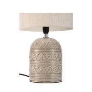 Lampe de table en céramique avec abat-jour en tissu crème et motif floral pour un éclairage chaleureux