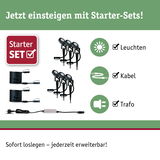 Starter-Set mit schwarzen LED-Leuchten, Kabeln und Trafo für einfache Gartenbeleuchtung Erweiterung