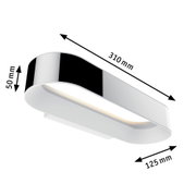 Modern LED wall light in white and black metal measuring 310x125x50 mm for interior lighting