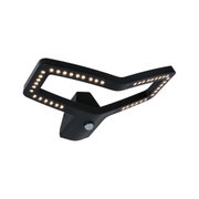 Black LED wall light with modern design and motion sensor for energy-efficient outdoor lighting